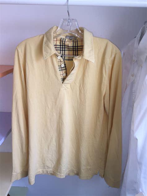 burberry long sleeve polo shirt tan|vintage burberry long sleeve polo.